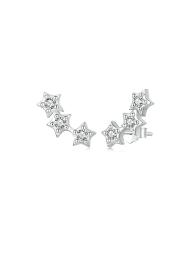 custom 925 Sterling Silver Cubic Zirconia Star Minimalist Stud Earring
