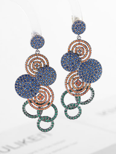 Blue zirconium Brass Cubic Zirconia Geometric Luxury Cluster Earring