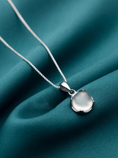 925 Sterling Silver Jade Round Minimalist Necklace