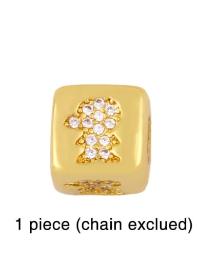 boy Brass Cubic Zirconia square  Letter Minimalist Adjustable Bracelet