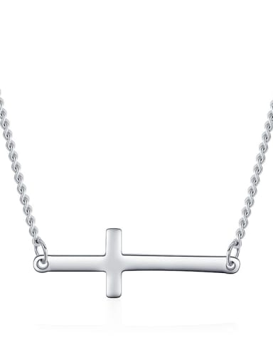 silver 925 Sterling Silver Smooth Cross Minimalist Pendant Necklace