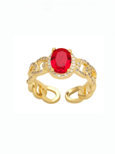 red Brass Cubic Zirconia Geometric Vintage Stackable Ring