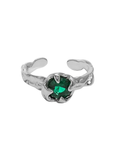 Jlb0036  green stone 925 Sterling Silver Cubic Zirconia Irregular Vintage Band Ring