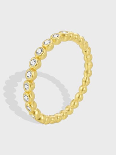 Brass Rhinestone Minimalist Bead Band Ring