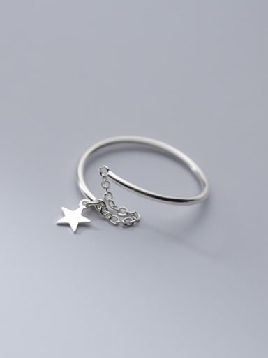 925 Sterling Silver Smooth Star Hip Hop Band Ring