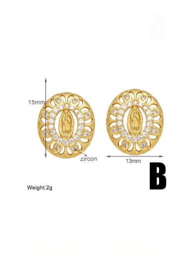 B Brass Cubic Zirconia Irregular Hip Hop Stud Earring