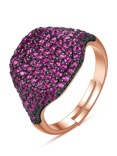 Copper Rhinestone Full Diamond Geometric Minimalist Free Size Band Ring