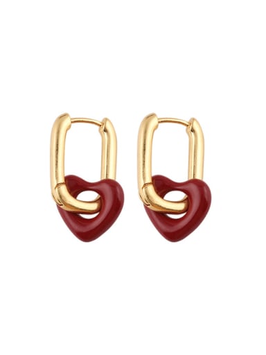 Titanium Steel Enamel Heart Minimalist Huggie Earring