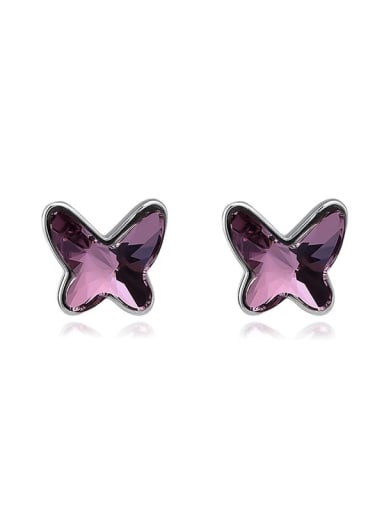 JYEH 025 (purple) 925 Sterling Silver Austrian Crystal Butterfly Classic Stud Earring