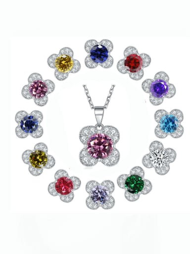 925 Sterling Silver Birthstone Flower Dainty Necklace