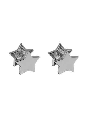 White gold [small] 925 Sterling Silver Star Vintage Stud Earring