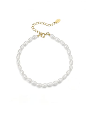 925 Sterling Silver Freshwater Pearl Geometric Minimalist Handmade Beaded Bracelet