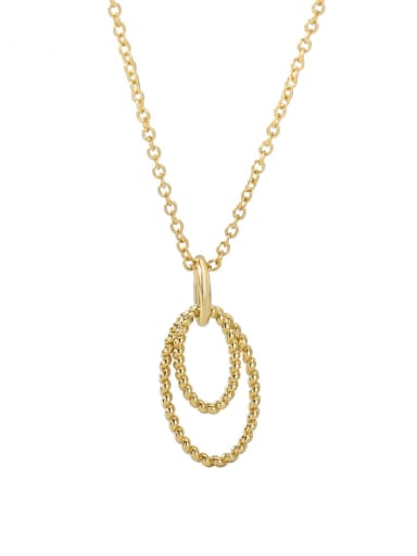 Brass Gold Fried Dough Twist Double Ring Necklace
