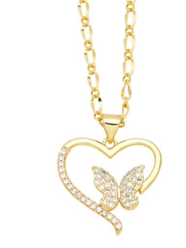 Brass Cubic Zirconia  Heart Trend Necklace