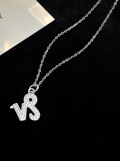NS984 [ Platinum Capricorn] 925 Sterling Silver Cubic Zirconia Constellation Dainty Necklace