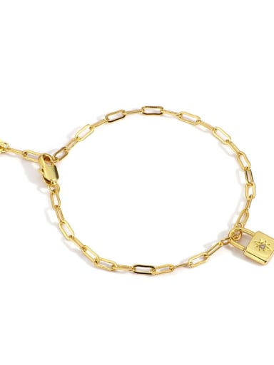Brass Cubic Zirconia Locket Minimalist Bracelet