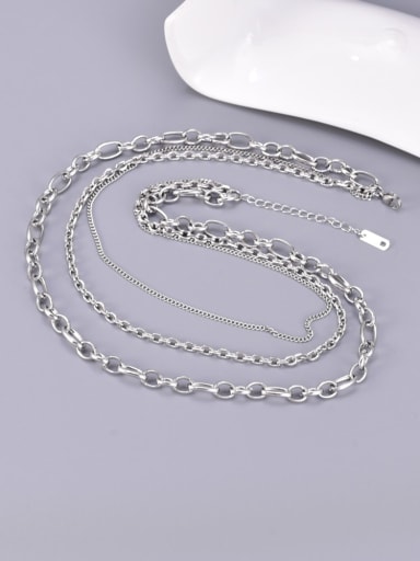 Titanium Steel Geometric  Chain Minimalist Multi Strand Necklace