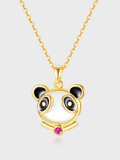 Titanium Steel Cats Eye Panda Cute Necklace
