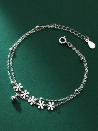 925 Sterling Silver Flower Minimalist Strand Bracelet