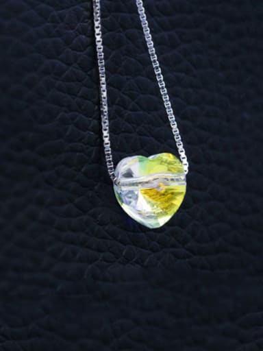 Austrian Crystal Heart 925 Sterling Silver  Austrian crystal shiny colorful pendant Necklace