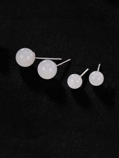 925 Sterling Silver Jade Round Minimalist Stud Earring