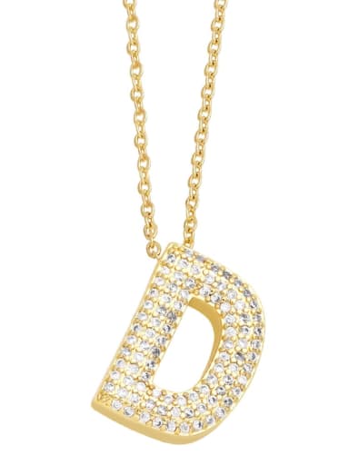D Brass Cubic Zirconia Letter Trend Necklace