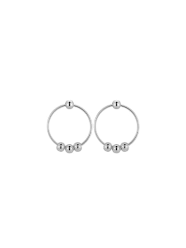 Platinum  Bead  Earrings 925 Sterling Silver Geometric Minimalist Drop Earring