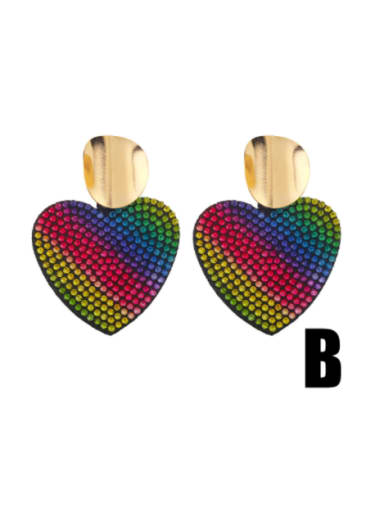 Brass Rhinestone Heart Bohemia Cluster Earring