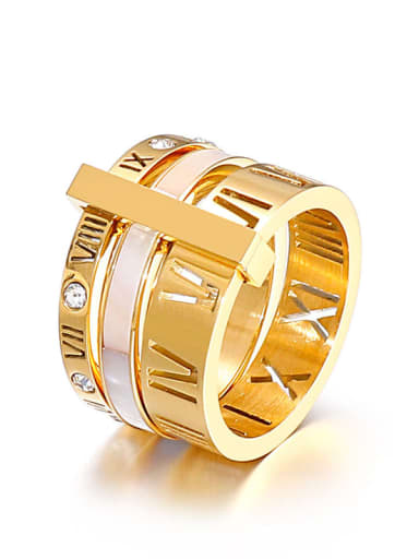 Golden KR92261 GC Titanium Steel Shell Geometric Minimalist Band Ring
