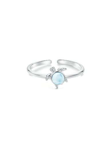 925 Sterling Silver Turquoise Irregular Cute Band Ring