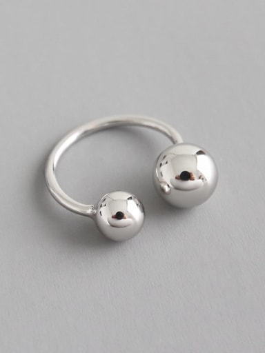 925 Sterling Silver Minimalist Round Bead  Free Size Band Ring