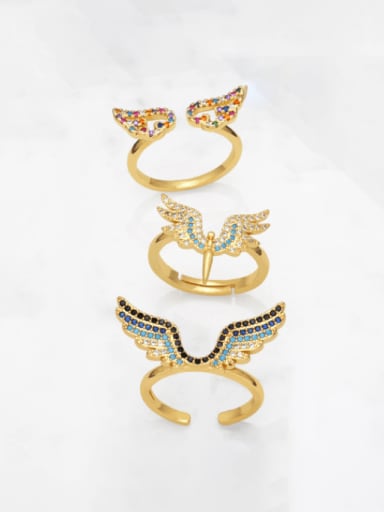 custom Brass Cubic Zirconia Wing Vintage Band Ring
