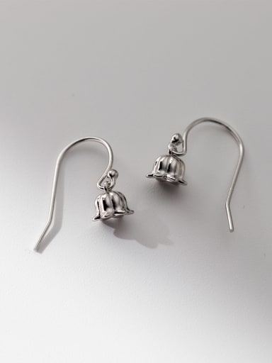 925 Sterling Silver Flower Minimalist Hook Earring
