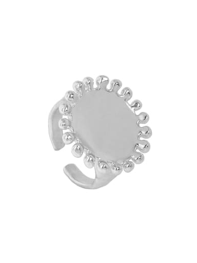 Platinum [13 adjustable] 925 Sterling Silver Round Vintage Band Ring