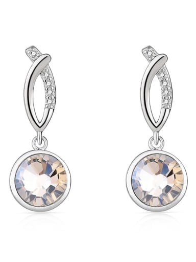JYEH 005 (coffee) 925 Sterling Silver Austrian Crystal Round Classic Drop Earring