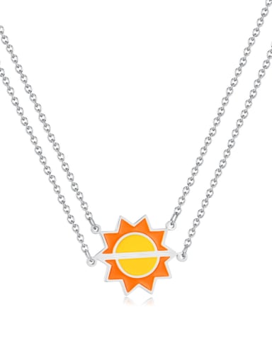 Titanium Steel Enamel Sun Minimalist Multi Strand Necklace