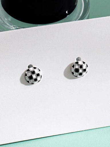 ES2131 ? Platinum ? 925 Sterling Silver Enamel Geometric Minimalist Stud Earring