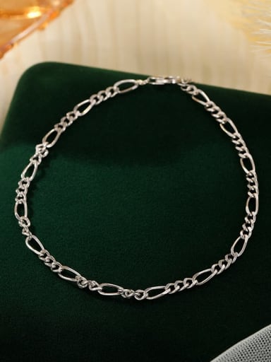 AS037 ? Platinum ? 925 Sterling Silver  Geometric Chain Minimalist  Anklet