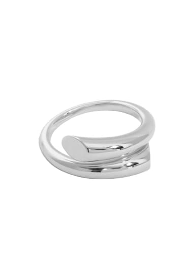 platinum [14 Adjustable] 925 Sterling Silver Irregular Minimalist Stackable Ring