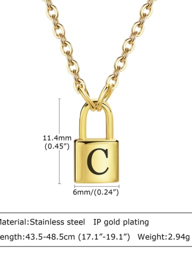 C letter 43.5 +5CM Stainless steel Letter Hip Hop Necklace