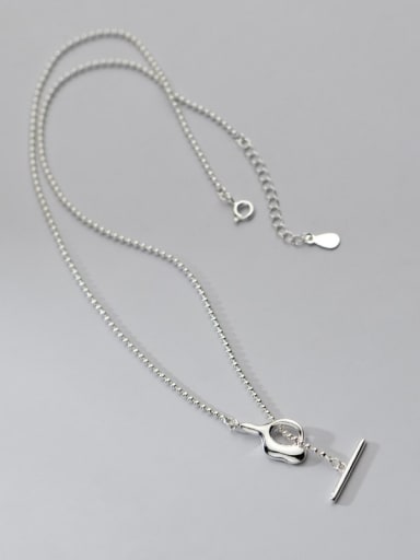 925 Sterling Silver Geometric Minimalist Bead  Chain Necklace