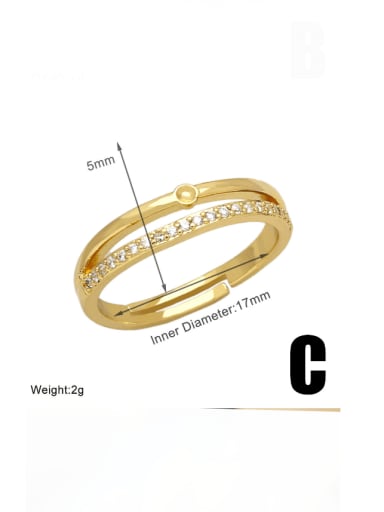 C Brass Cubic Zirconia Geometric Vintage Band Ring