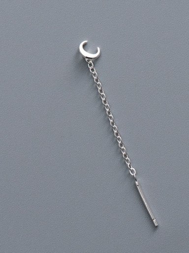 ES2180 [Single C Letter] 925 Sterling Silver Tassel Minimalist Threader Earring