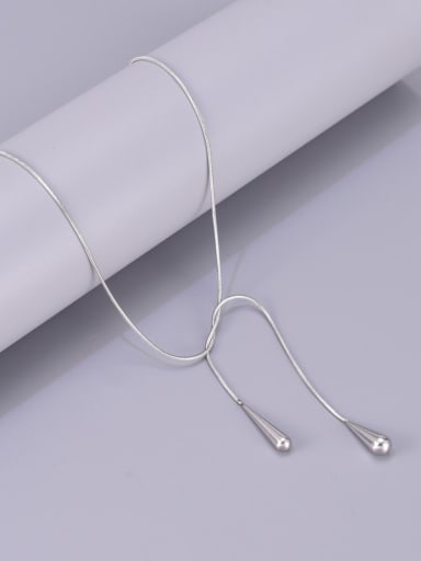 platinum Titanium Steel Water Drop Minimalist Snake Bone Chain Necklace