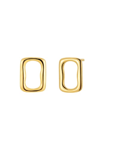 Gold irregular rectangular earrings 925 Sterling Silver Geometric Minimalist Stud Earring