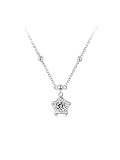 925 Sterling Silver Moissanite Pentagram Dainty Necklace