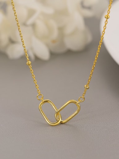 NS971  Gold 925 Sterling Silver Geometric Minimalist Necklace