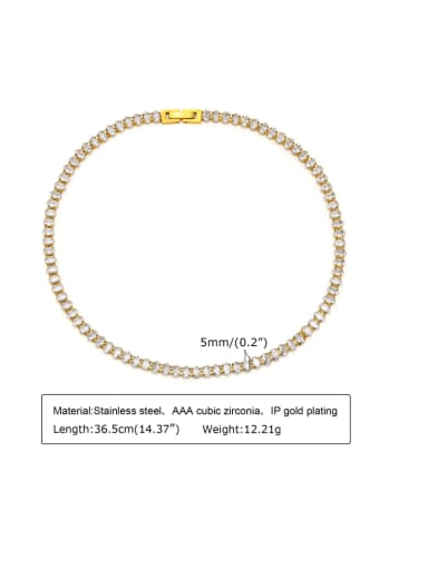White zircon necklace 36.5cm long Stainless steel Cubic Zirconia Geometric Vintage Bracelet