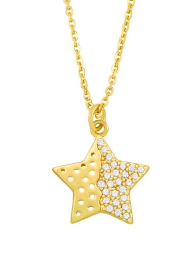 D Brass Cubic Zirconia Star Vintage Necklace