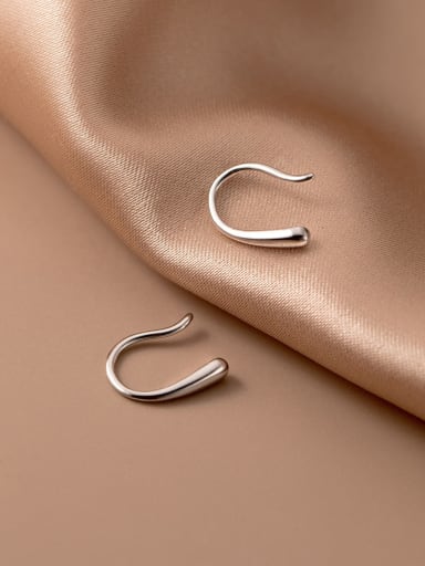 925 Sterling Silver Irregular Minimalist Hook Earring